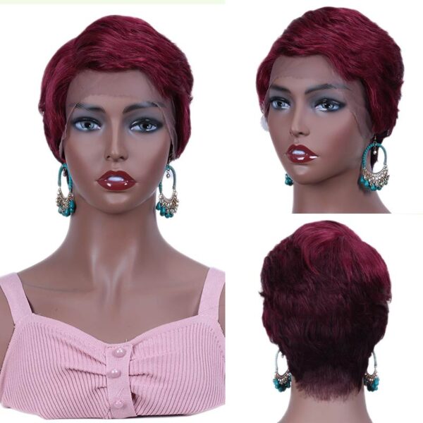 Rebecca Short Straight Pixie Cut Wigs Part Lace Human Hair Wigs Pre Plucked Brazilian Remy Short Blonde Pink Burgundy Lace Wigs