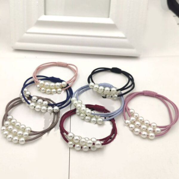 Hot Fashion Pearl High Elastic Hair Bands for Girls Multilayer Knot Hair Ring Ponytail Rubber Band Women Sweet Hair Accessories