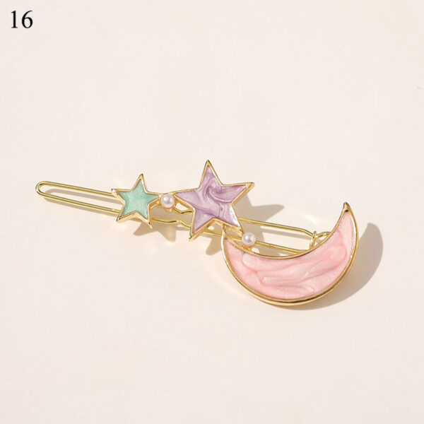 1PC Geometric Butterfly Flowers Stars Moon Hair Clips Women Blue Pink Styling Tools Colorful Pearl Hairpins For Hair Accessories