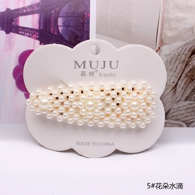 2020 Fashion Women Full Pearl Hair Clips Snap Barrette Stick Hairpins Hair Styling Tools Hair Accessories Hairgrip Gift 1Pcs
