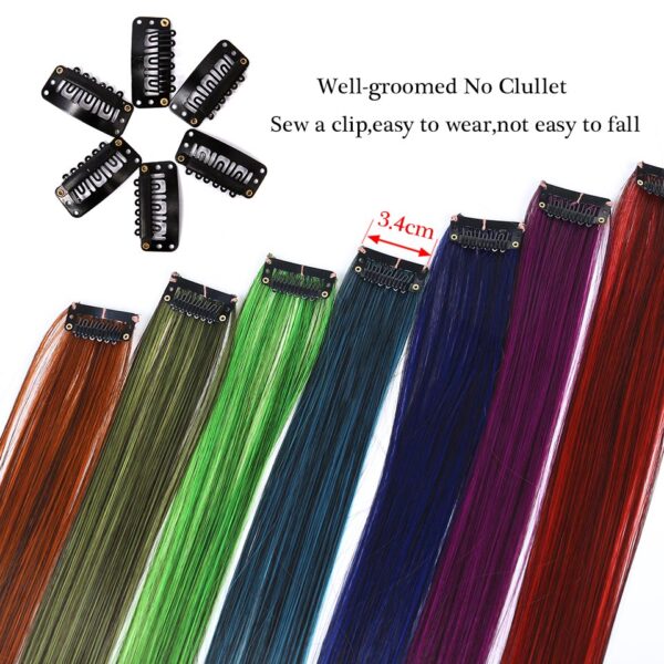 Lupu Long Straight Rainbow Highlight Colored Hair Extensions Clip In Fake Hair Synthetic Hair Pieces For Women Heat Resistant