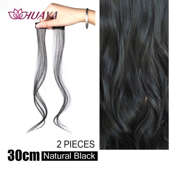 HUAYA 30-35CM Natural Hair Bangs Clips Front Side Long Bangs Fake Fringe Clip In Hair Extensions Accessories for Women