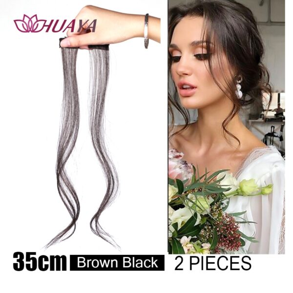 HUAYA 30-35CM Natural Hair Bangs Clips Front Side Long Bangs Fake Fringe Clip In Hair Extensions Accessories for Women