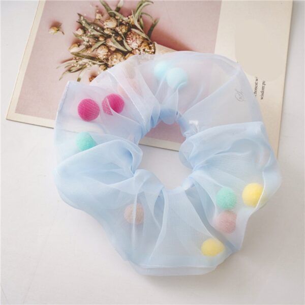 fashion Novelty women Organza with ball hair scrunchies ins girl's cute Ponytail Holder Hair accessories hair bands for Laides