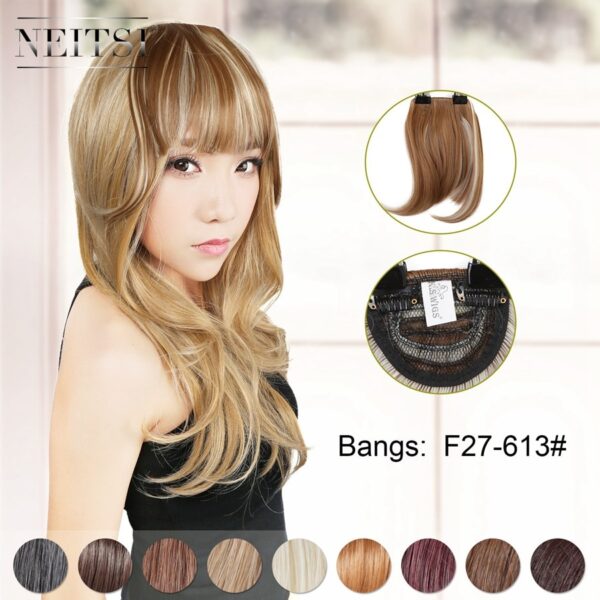 Neitsi 8'' Short Synthetic Bangs Heat Resistant Hairpieces Hair Women Natural Short Fake Hair Bangs Hair Clips For Extensions