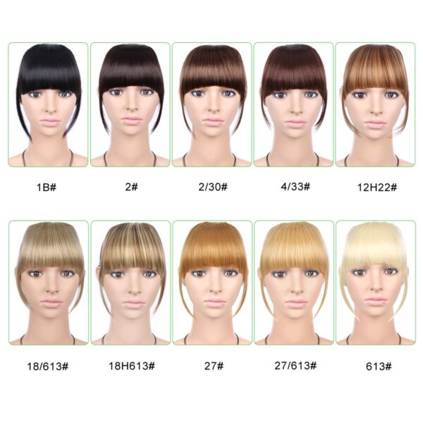 AliLeader Black Fake Hair Bans Front Neat Bangs Clip In Hairpiece Fringe Hair Extensions For Women Straight Synthetic Pure Color