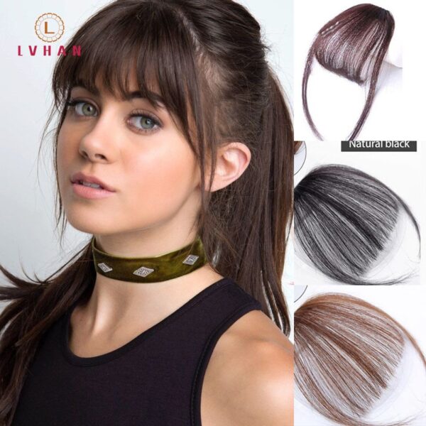 LVHAN Black Brown Red Fake Bangs Hairpin Hair Extensions Synthetic Wig Clip in Hair Accessories High Temperature Fiber